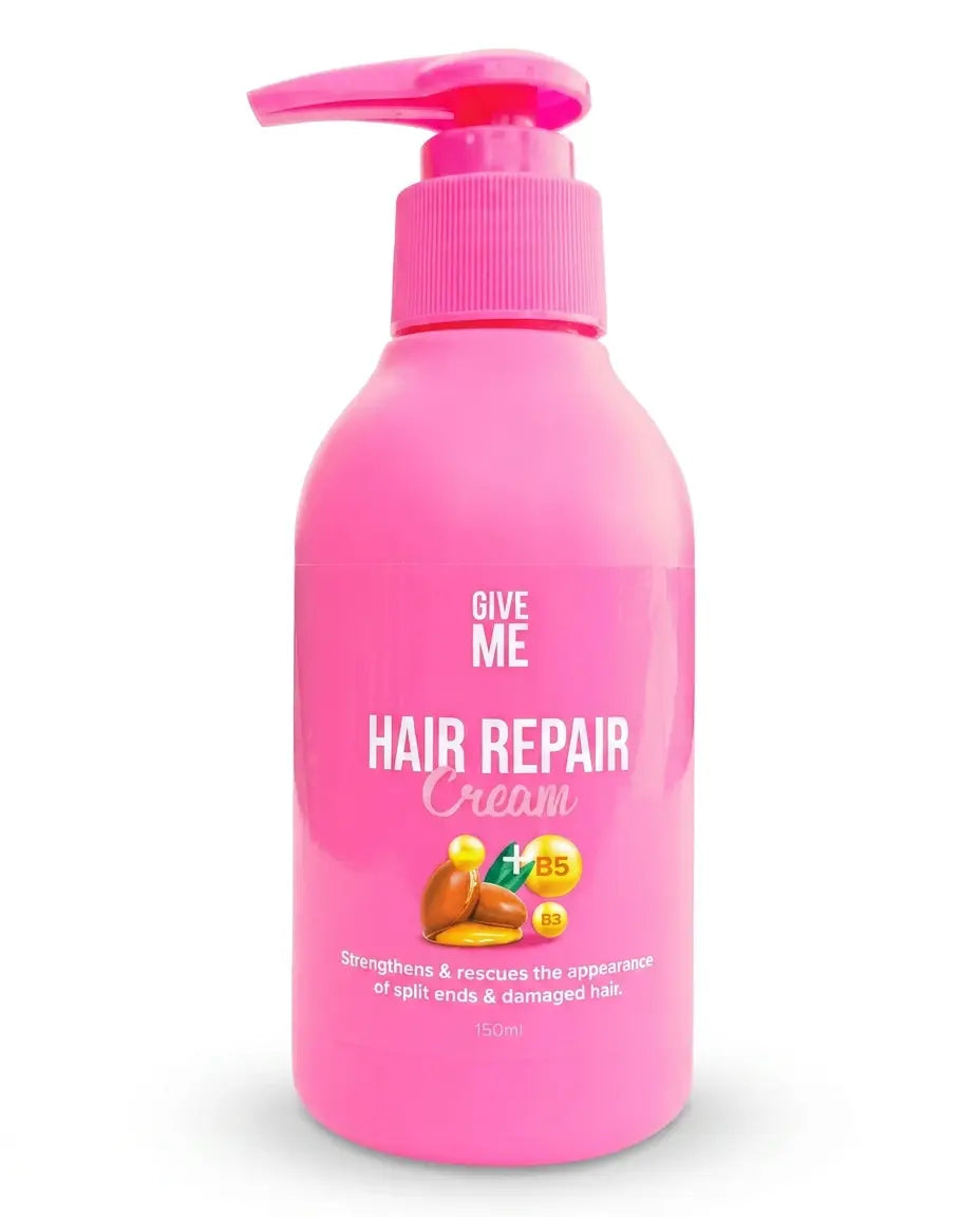 Give Me Hair Repair Cream 150ml, white tube with pink cap and Give Me minimalist branding