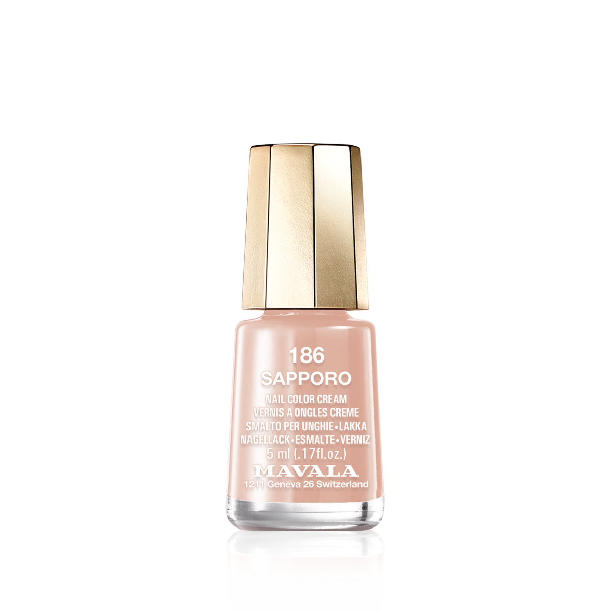 Mavala Nail Polish 5ml - Sapporo, small glass nail polish bottle with black cap