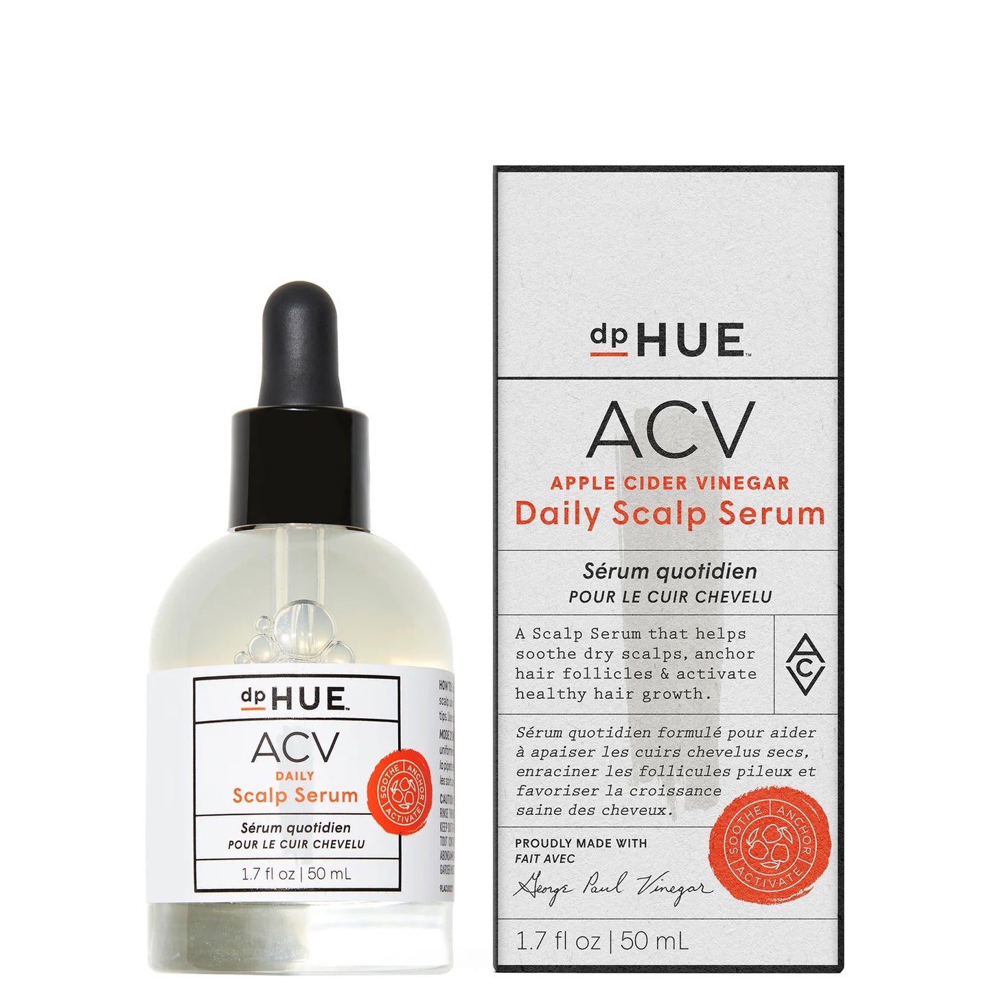 dpHUE Apple Cider Vinegar Daily Scalp Serum 50ml by dpHUE — genuine product, minor packaging flaw, unused formula.