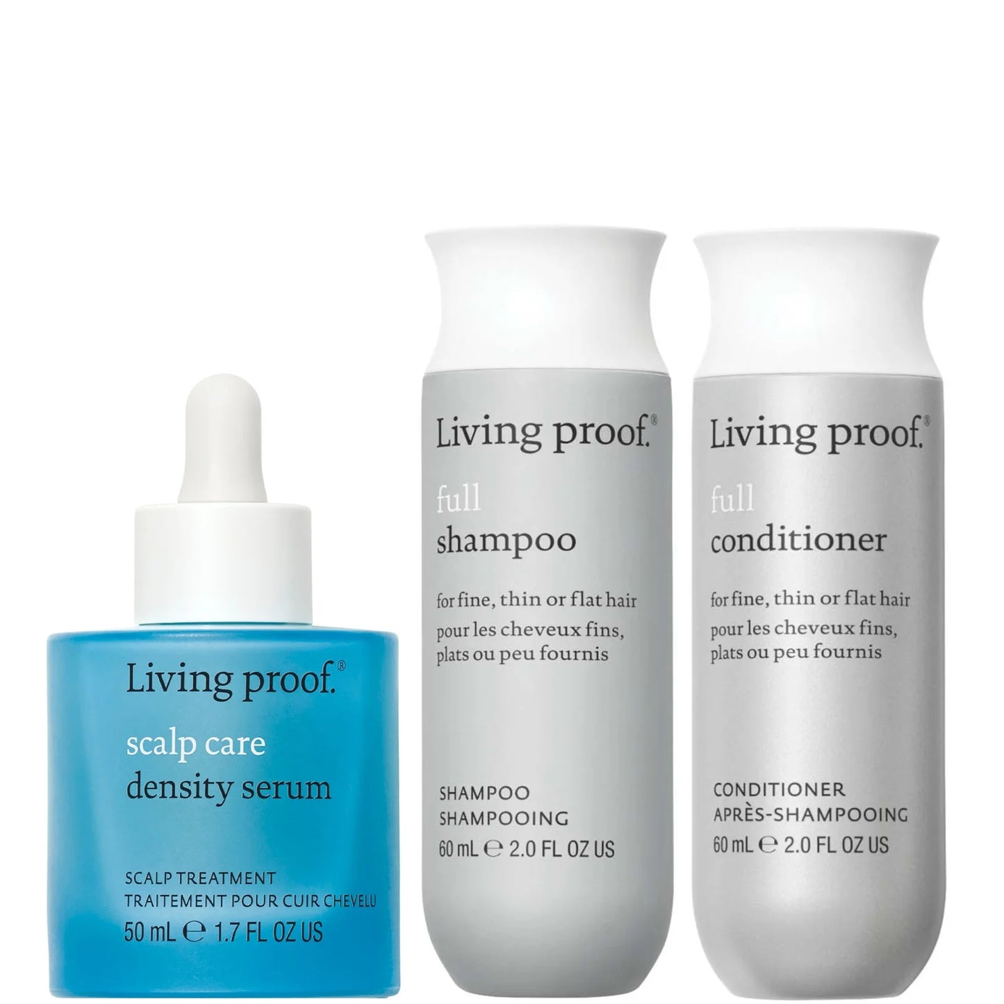 Living Proof The Volume & Scalp Edit for Fine, Flat Hair – Haircare set designed to lift roots and enhance volume for thin hair.