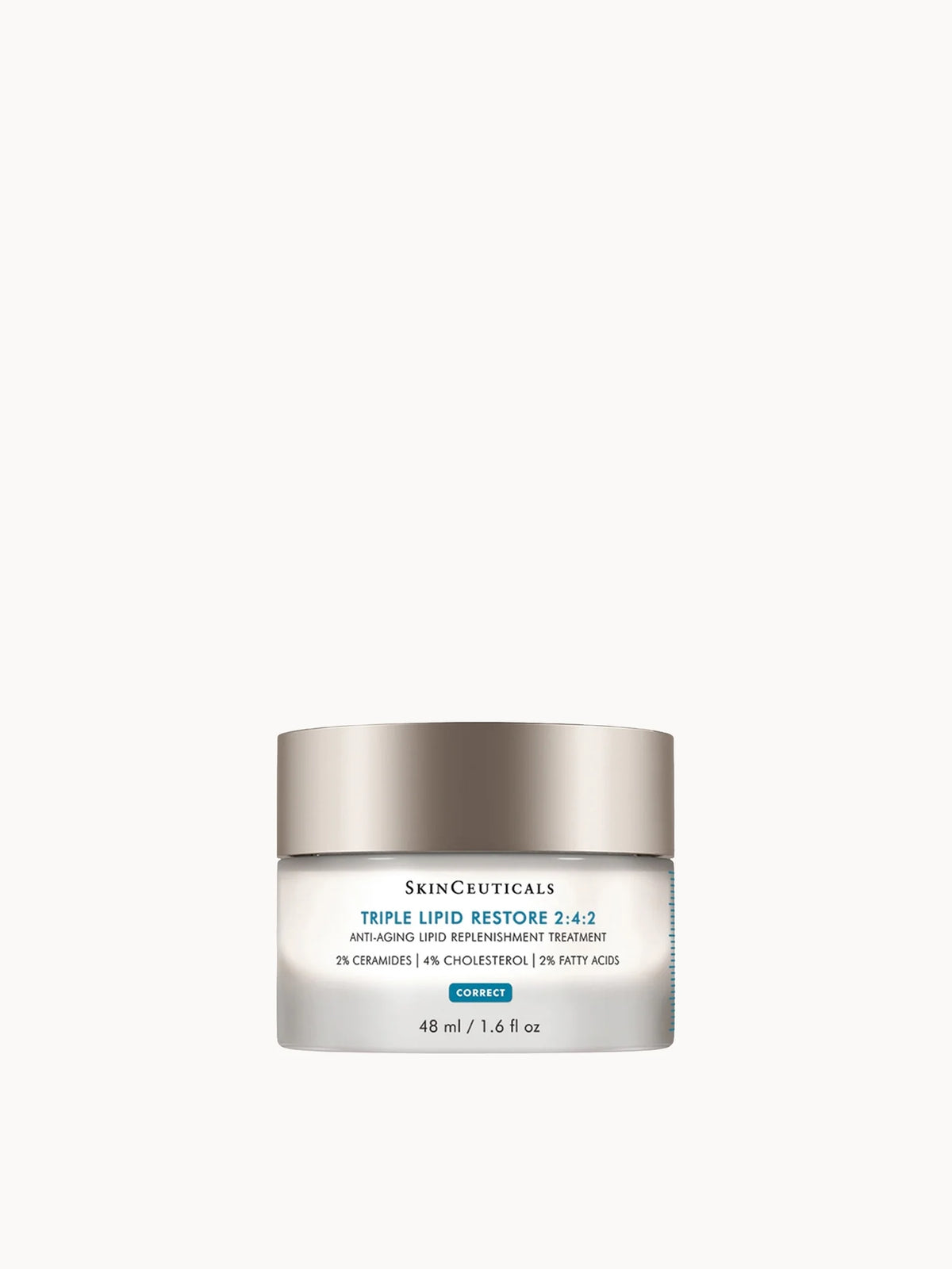 SkinCeuticals Triple Lipid Restore 2:4:2 Anti - Ageing Cream for Dry Skin 48ml, white cream jar with screw lid and 2:4:2 lipid ratio label