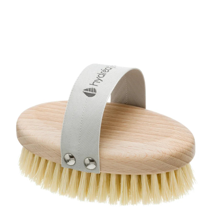 Hydrea London Beech Wood Body Brush wooden body brush with cactus fibre bristles and strap handle