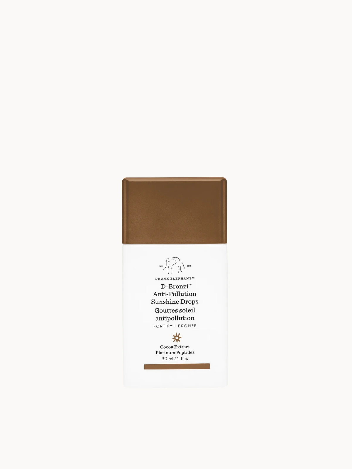 Drunk Elephant D-Bronzi Bronzing Drops 30ml, amber glass dropper bottle