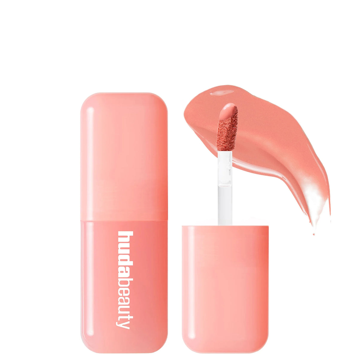 Huda Beauty Blush Filter 4.5ml - Cotton Candy, clear tube of pastel pink liquid blush with doe-foot applicator