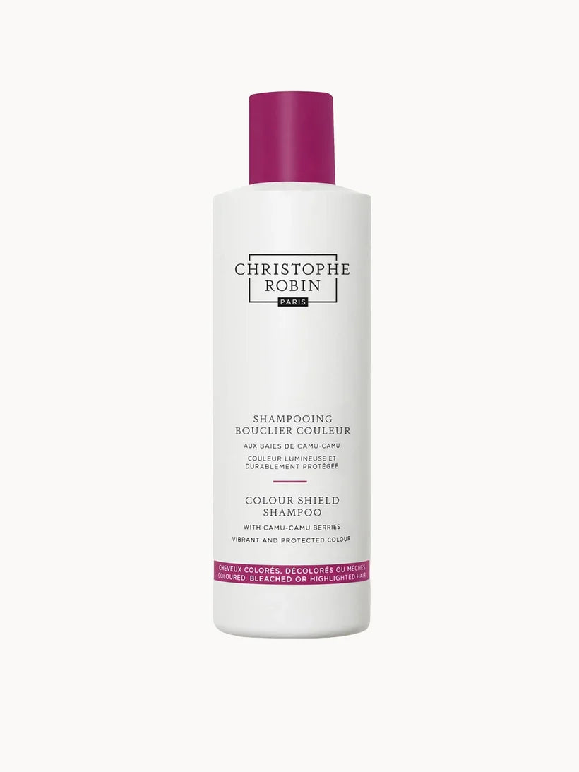 Christophe Robin Colour Shield Shampoo with Camu Camu Berries 250ml white plastic bottle with a black flip cap