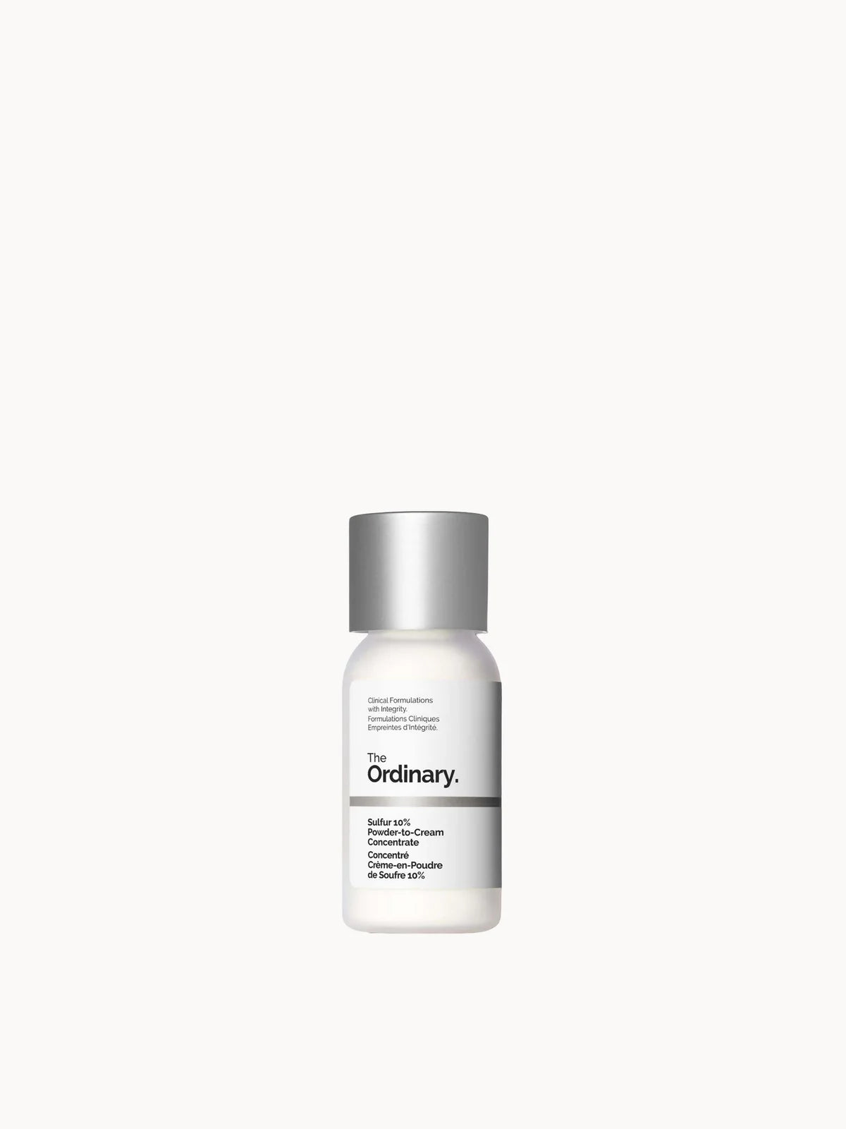 The Ordinary Sulfur 10% Powder - to - Cream Concentrate 5g, small bottle with The Ordinary branding