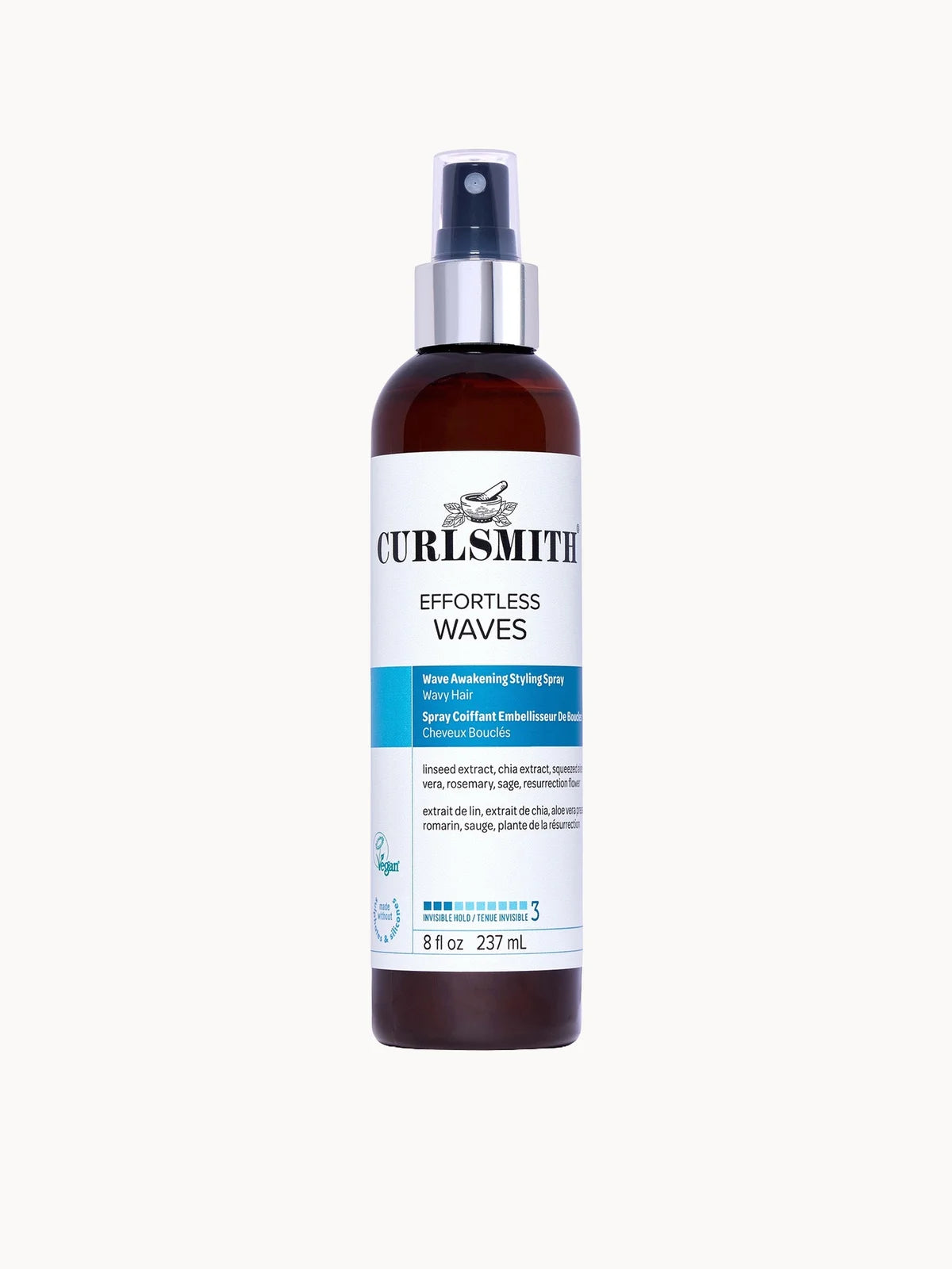 Curlsmith Effortless Waves 237ml, tall spray bottle with branded label