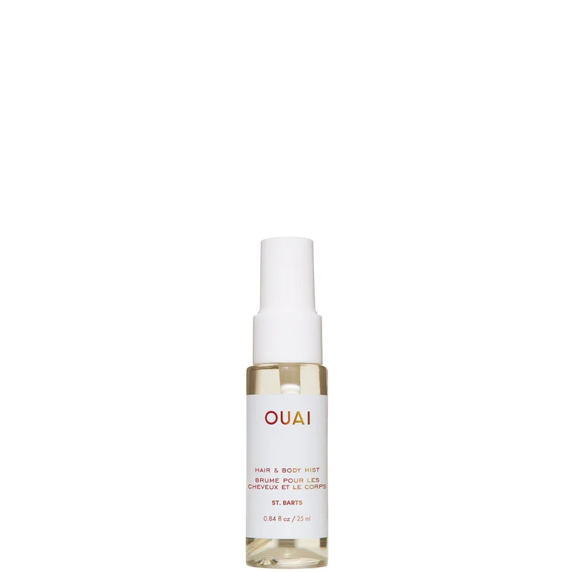 OUAI Hair and Body Mist EDT St Barts Deluxe 25ml compact white plastic spray bottle