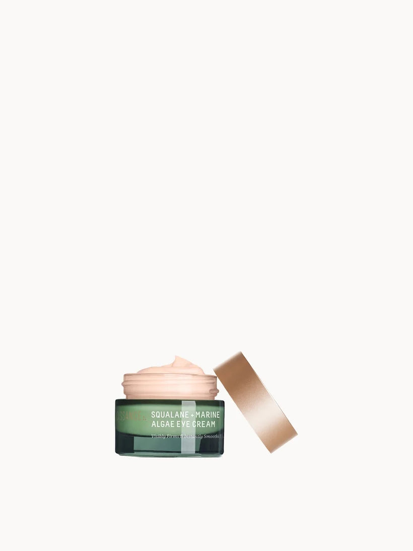 Biossance Squalane and Marine Algae Eye Cream 15ml small jar with green lid and white packaging