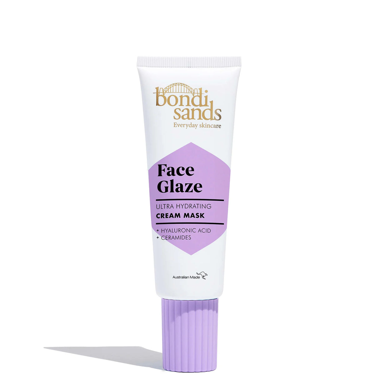 Bondi Sands Face Glaze Hydrating Cream Mask 75ml, clear jar with white lid and Bondi Sands Face Glaze branding
