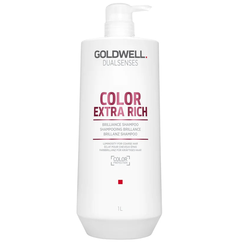 Goldwell Dualsenses Color Extra Rich Brilliance Shampoo 1000ml tall red salon size bottle with flip cap