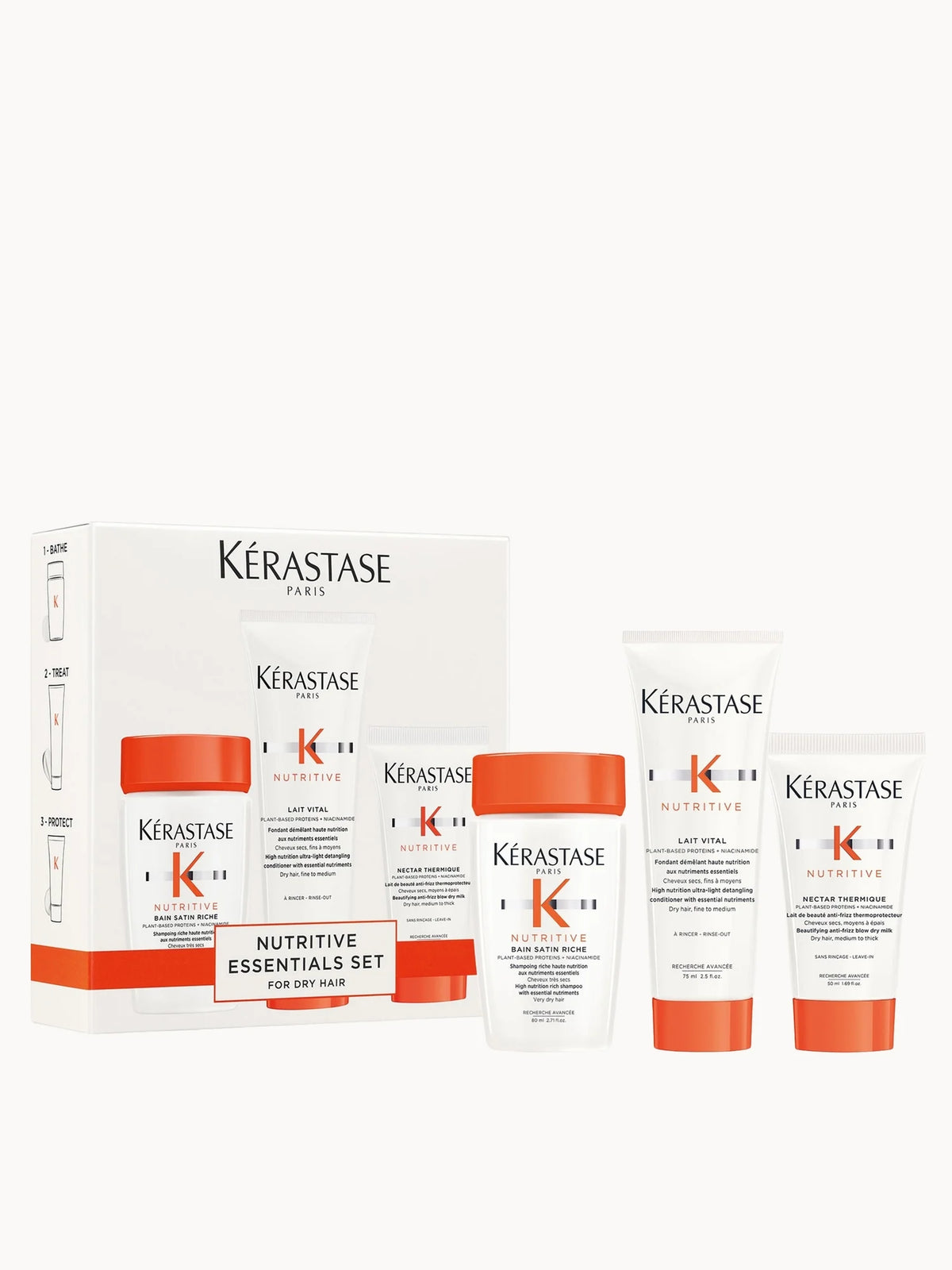 Kérastase Nutritive Discovery Set, three travel-size pink and cream Nutritive bottles