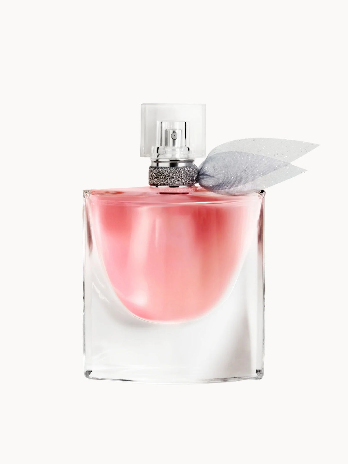 Lancôme La Vie est Belle Eau de Parfum 100ml, clear crystal-cut bottle with gold cap and grey ribbon