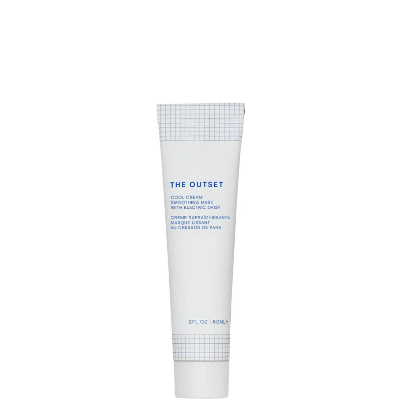 The Outset Cool Cream Smoothing Mask 50ml light blue jar with white lid and The Outset label