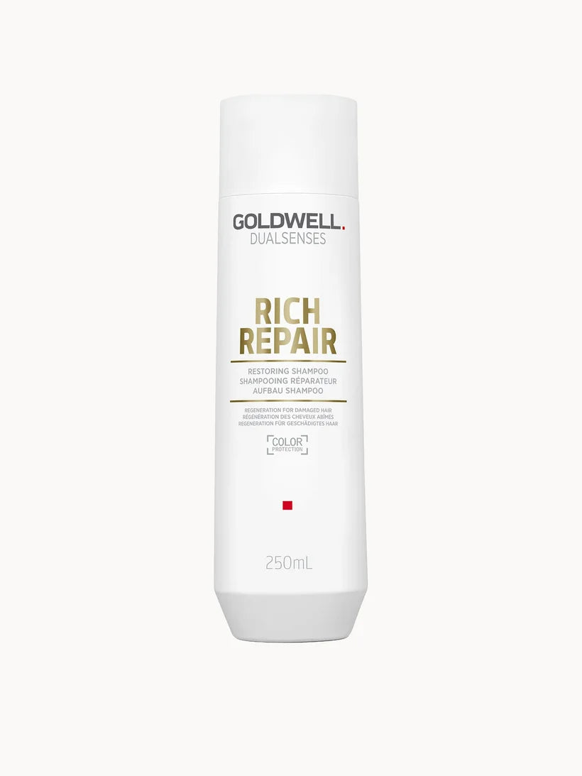 Goldwell Dualsenses Rich Repair Restoring Shampoo 250ml white plastic bottle with a flip cap