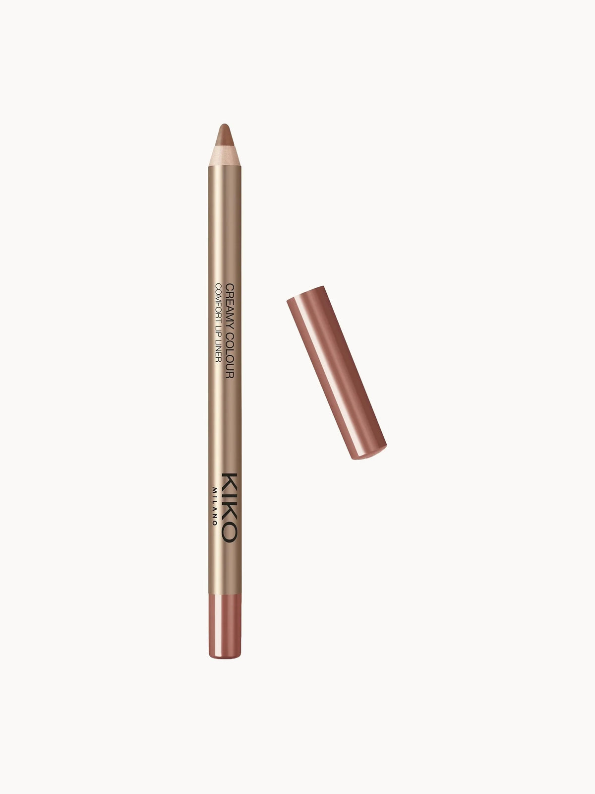 KIKO Milano Creamy Colour Comfort Lip Liner - 21 Cinnamon Honey, slim black pencil with gold cap and KIKO Milano branding