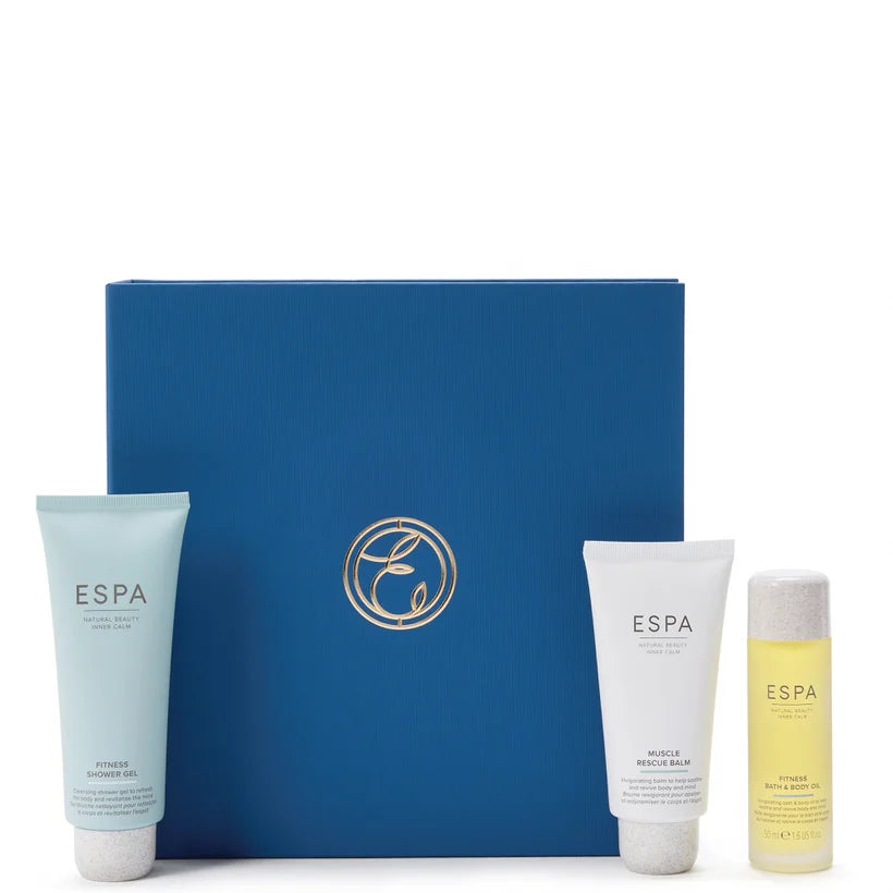 ESPA Fitness Collection set of body care products in coordinated ESPA packaging