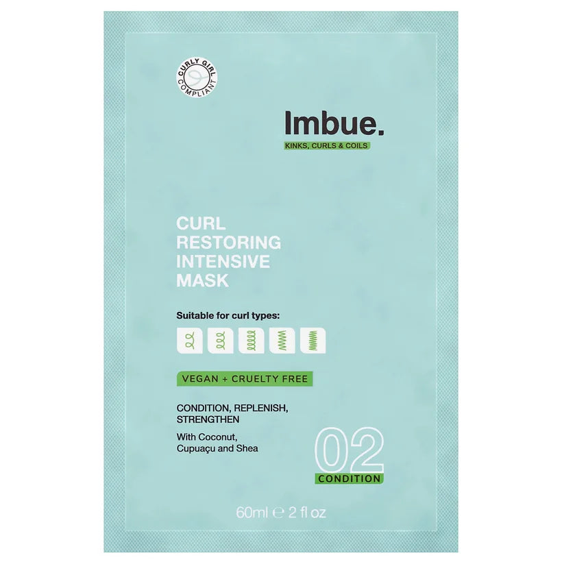 Imbue Curl Restoring Intensive Mask Sachet 60ml pink hair treatment sachet packet