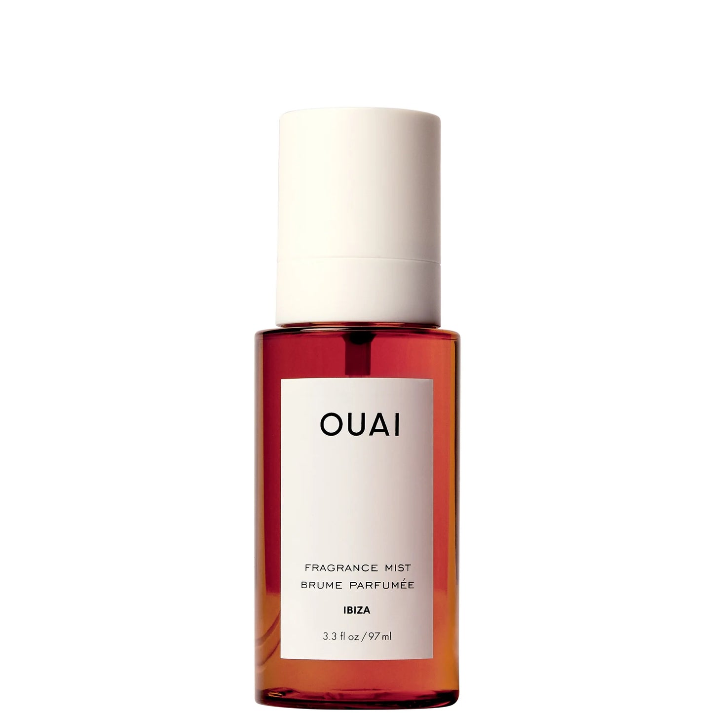 OUAI Ibiza Fragrance Mist deluxe travel size in a frosted bottle.