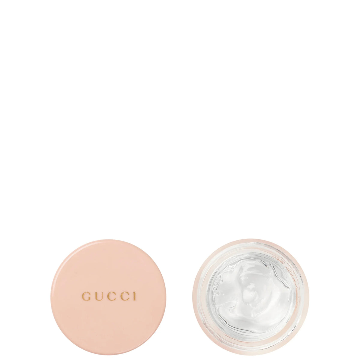 Gucci Eclat de Beaute Effet Lumiere Gel Face Gloss 4g, pale pink jar with gold Gucci lettering