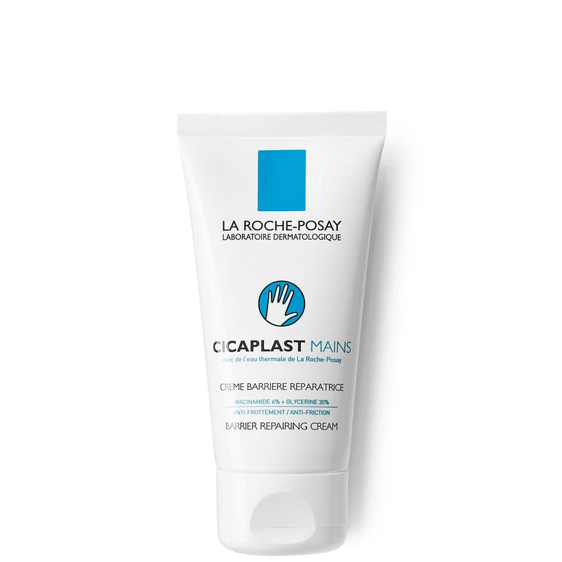 La Roche-Posay Cicaplast Soothing Hand Cream 50ml white tube with blue accents and flip cap