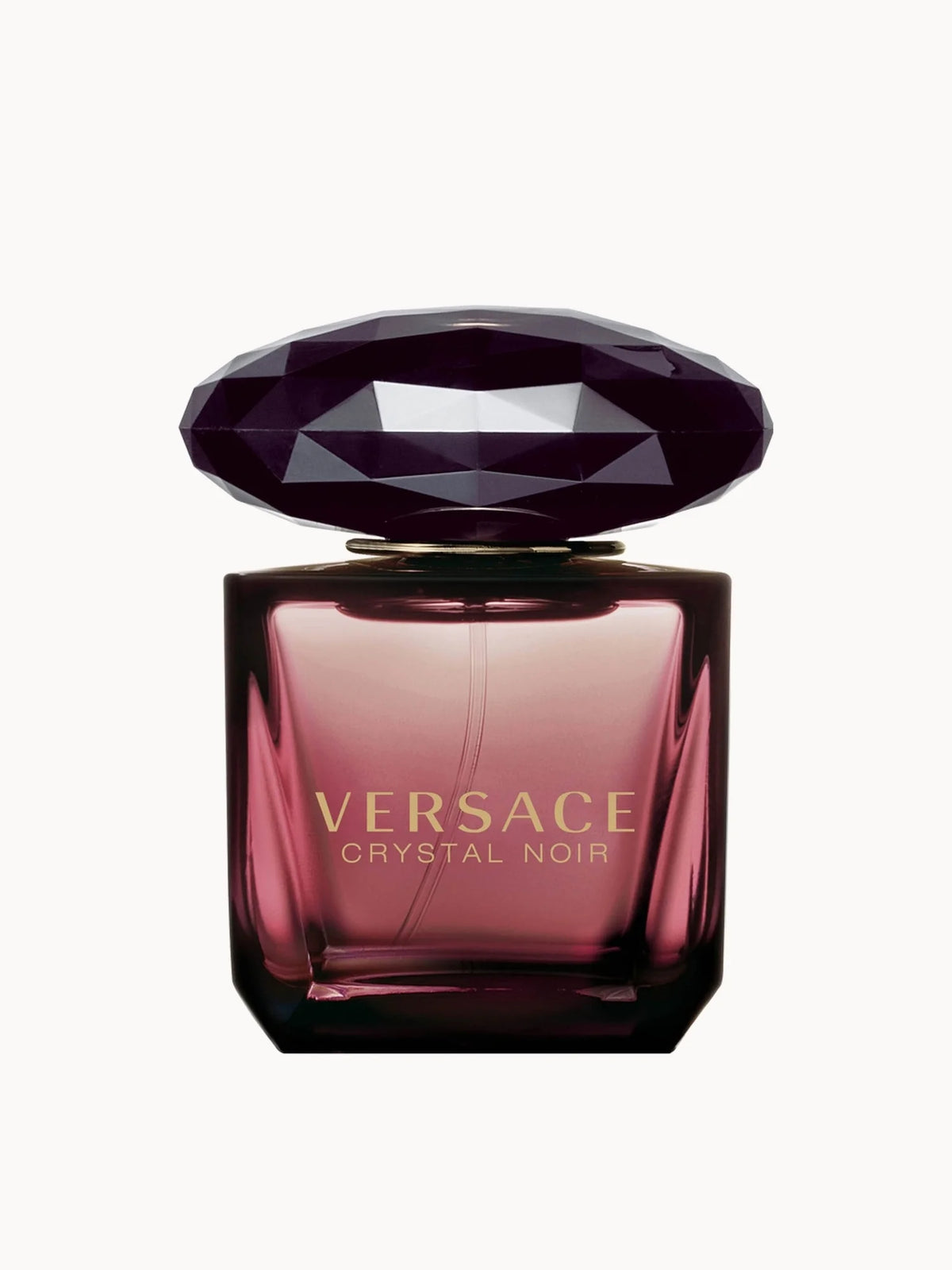 Versace Crystal Noir Eau de Parfum Spray 90ml, dark garnet glass bottle with black faceted cap