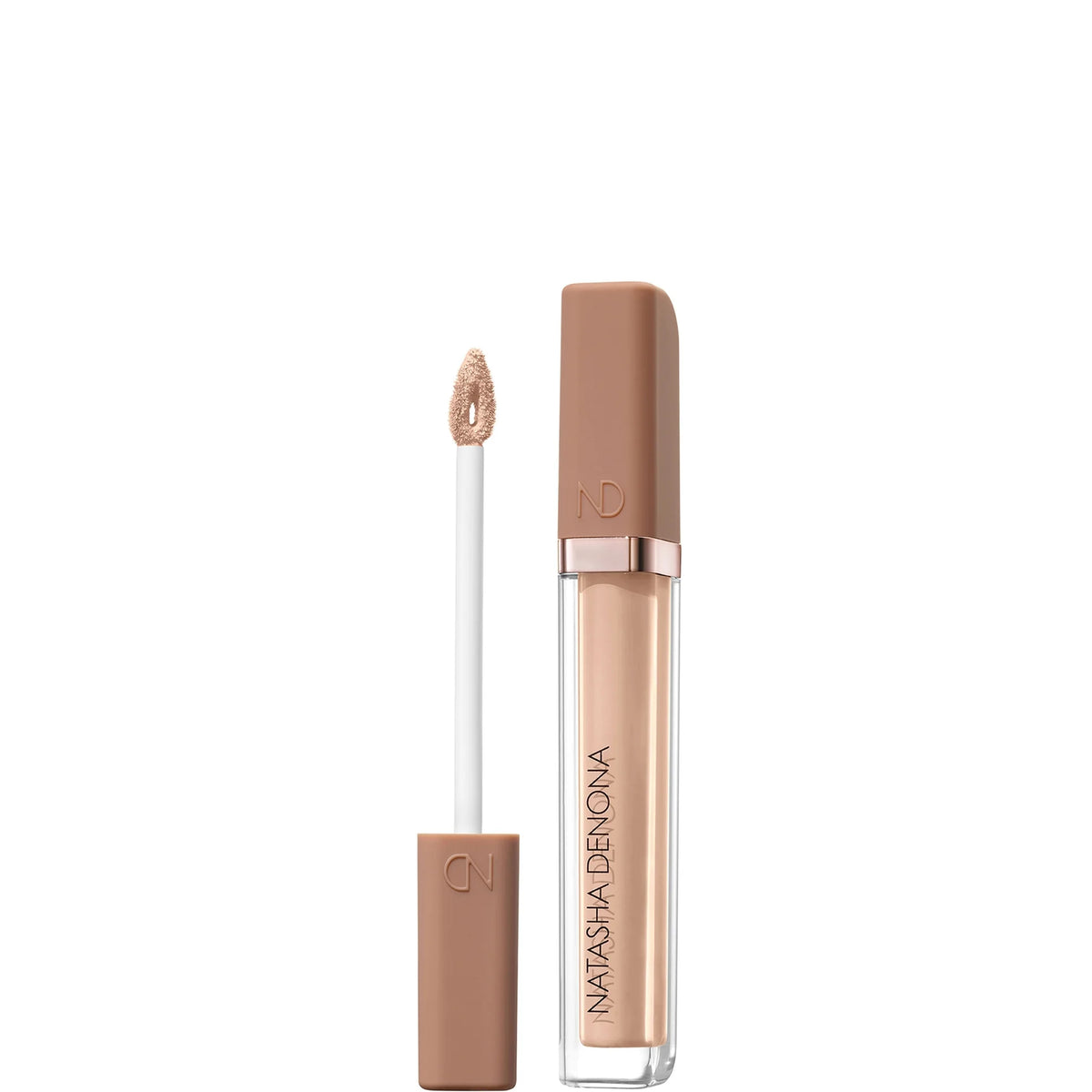Natasha Denona Hy-Glam Concealer - N3, small glass tube with doe-foot applicator cap and Natasha Denona logo