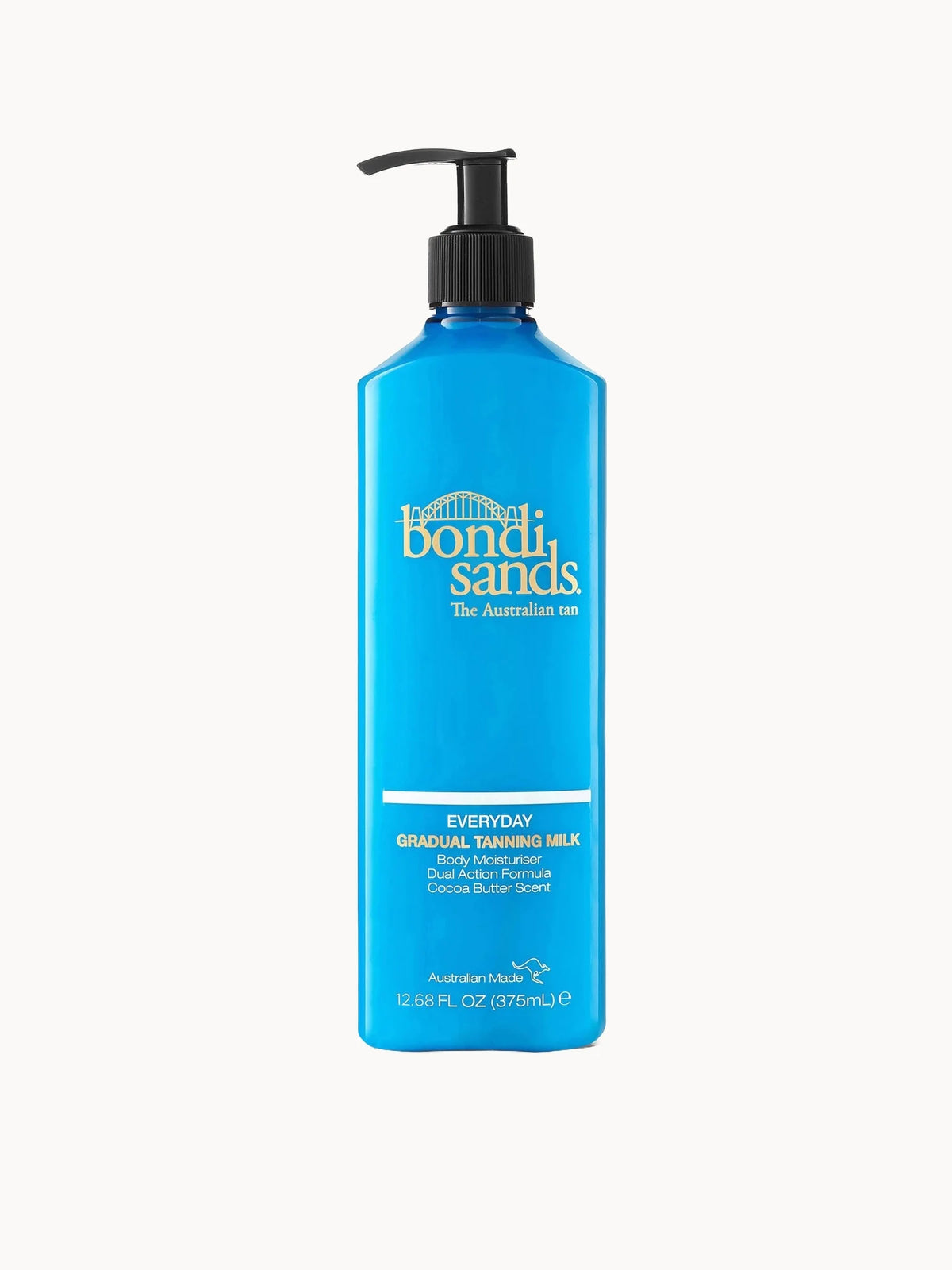 Bondi Sands Everyday Gradual Tanning Milk 375ml, white pump bottle with orange cap and Bondi Sands Everyday branding