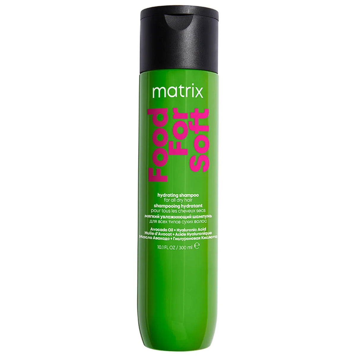 Matrix Food For Soft Hydrating Shampoo with Avocado Oil and Hyaluronic Acid For Dry Hair 300ml, pale green squeeze bottle with white flip-top cap