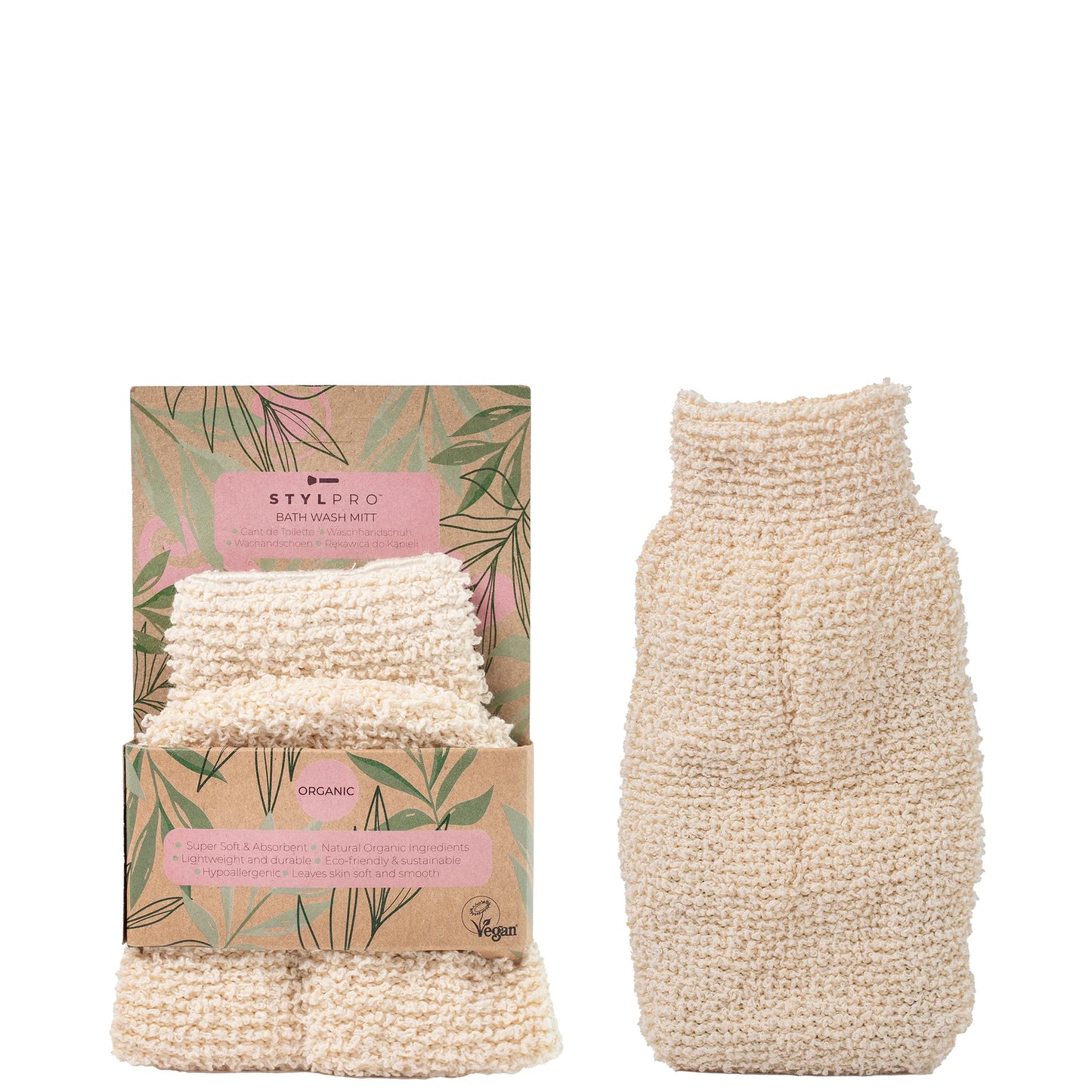 StylPro Bamboo Bath Mitt eco-friendly exfoliating mitt with natural fibres for smooth skin