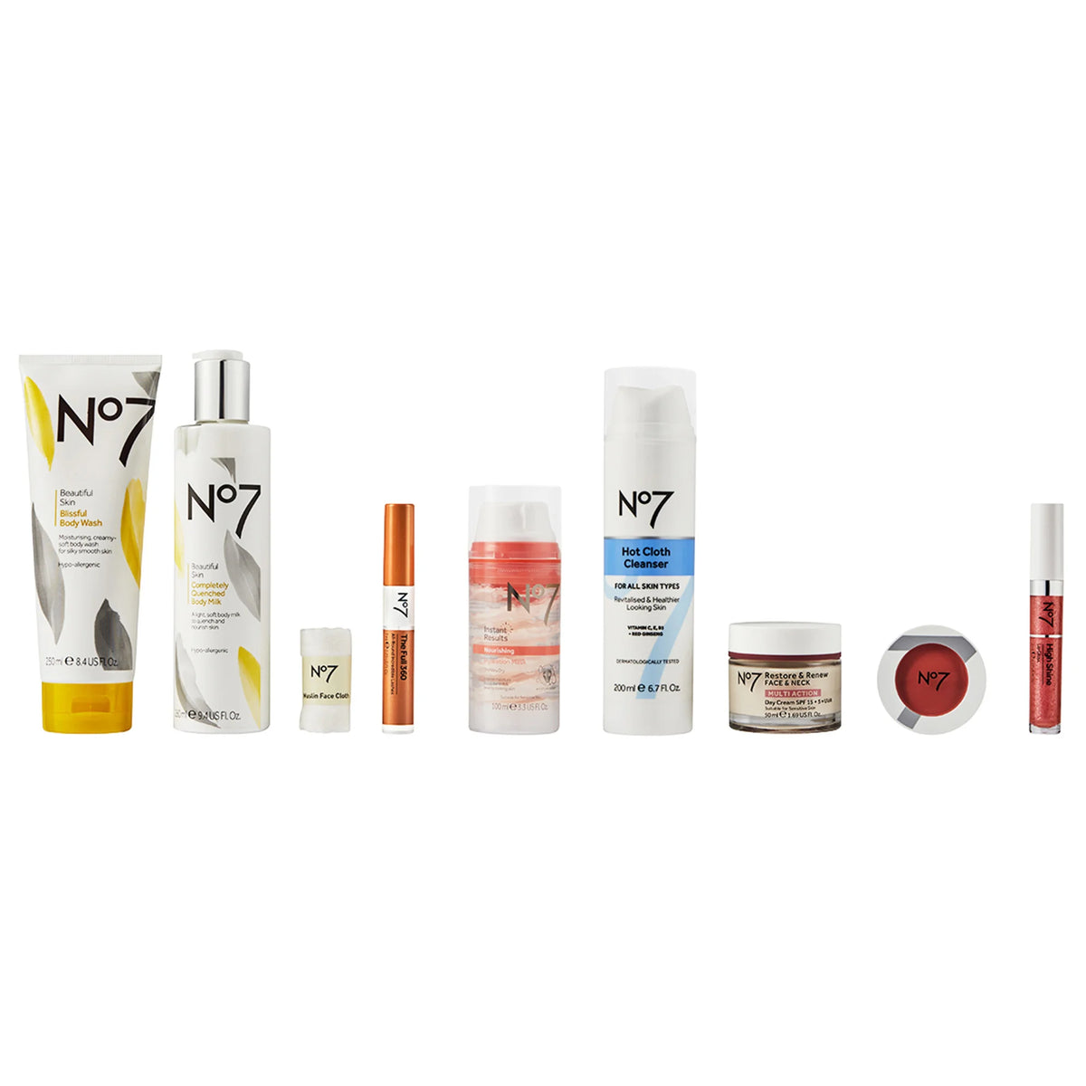 No7 Luxury Spring Skincare & Make-up Collection 9 Piece Gift Set, large floral-print box with nine products and No7 branding