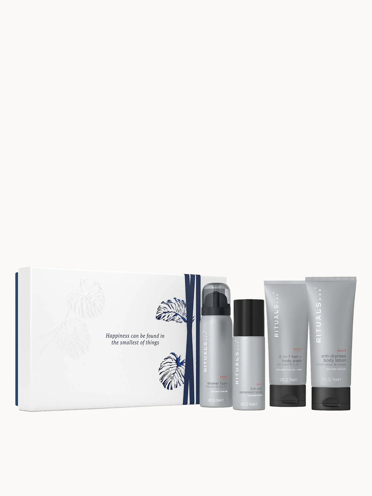 RITUALS Homme & Sport Collection Men's Small Gift Set, black and grey gift box with black tubes and bottles inside