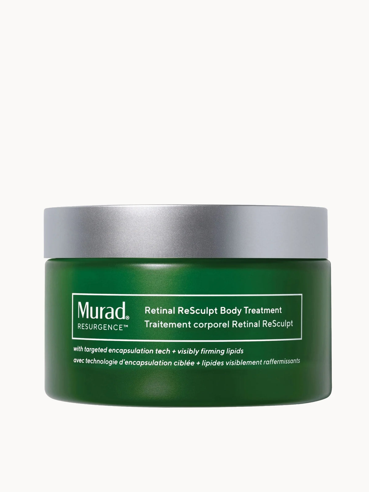 Murad Retinal ReSculpt Body Treatment 148ml, white pump bottle with black cap and blue text
