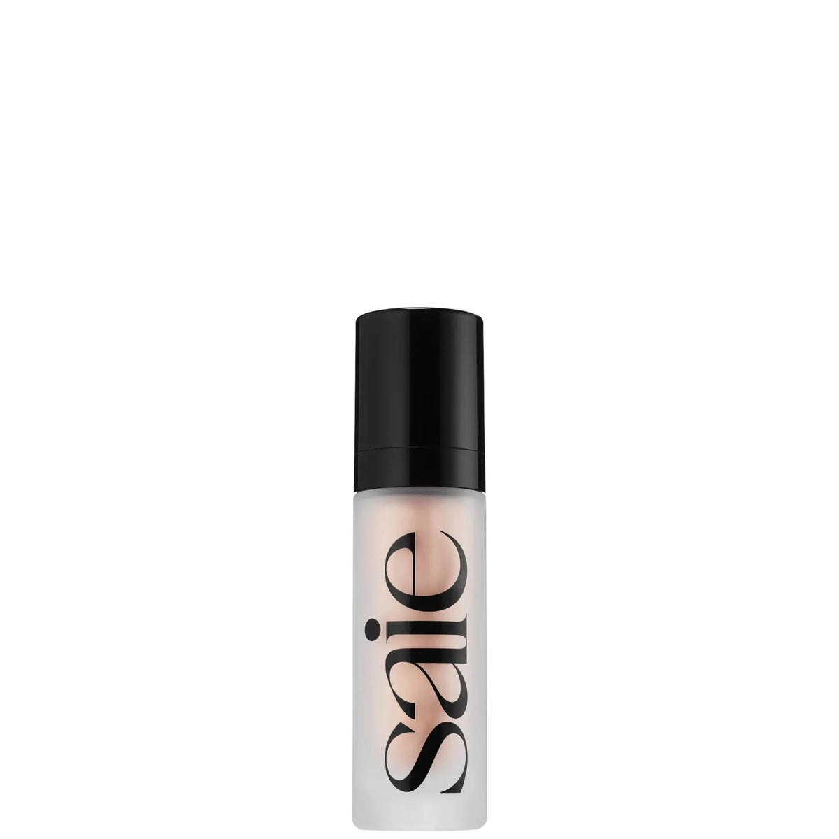 Saie Glowy Super Gel 30ml - Roseglow, frosted glass bottle with a pump dispenser