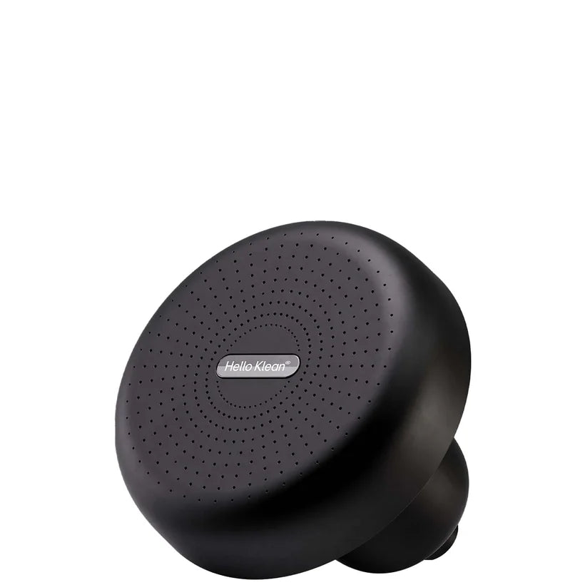 HELLO KLEAN Rain Shower Filter Black cylindrical shower filter attachment in matte black finish
