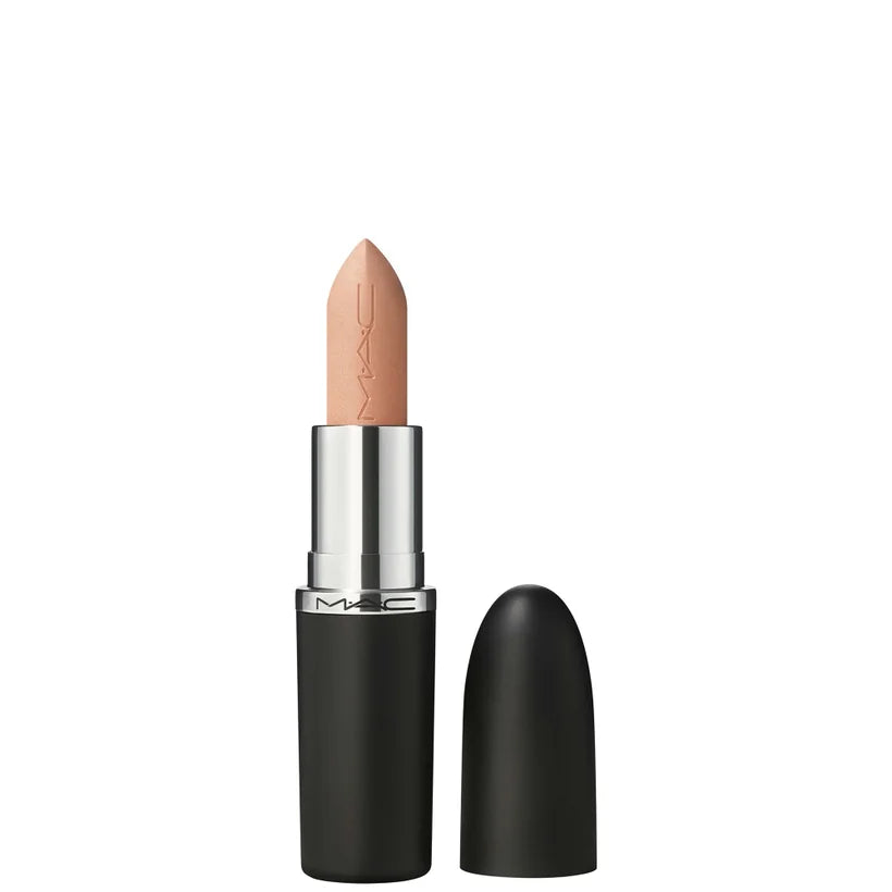 MAC Macximal Silky Matte Lipstick Acting Natural bullet lipstick in black MAC tube with silver inner case