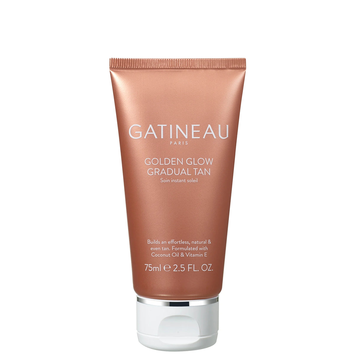 Gatineau Golden Glow Gradual Tan Cream 75ml, gold pump bottle with white cap