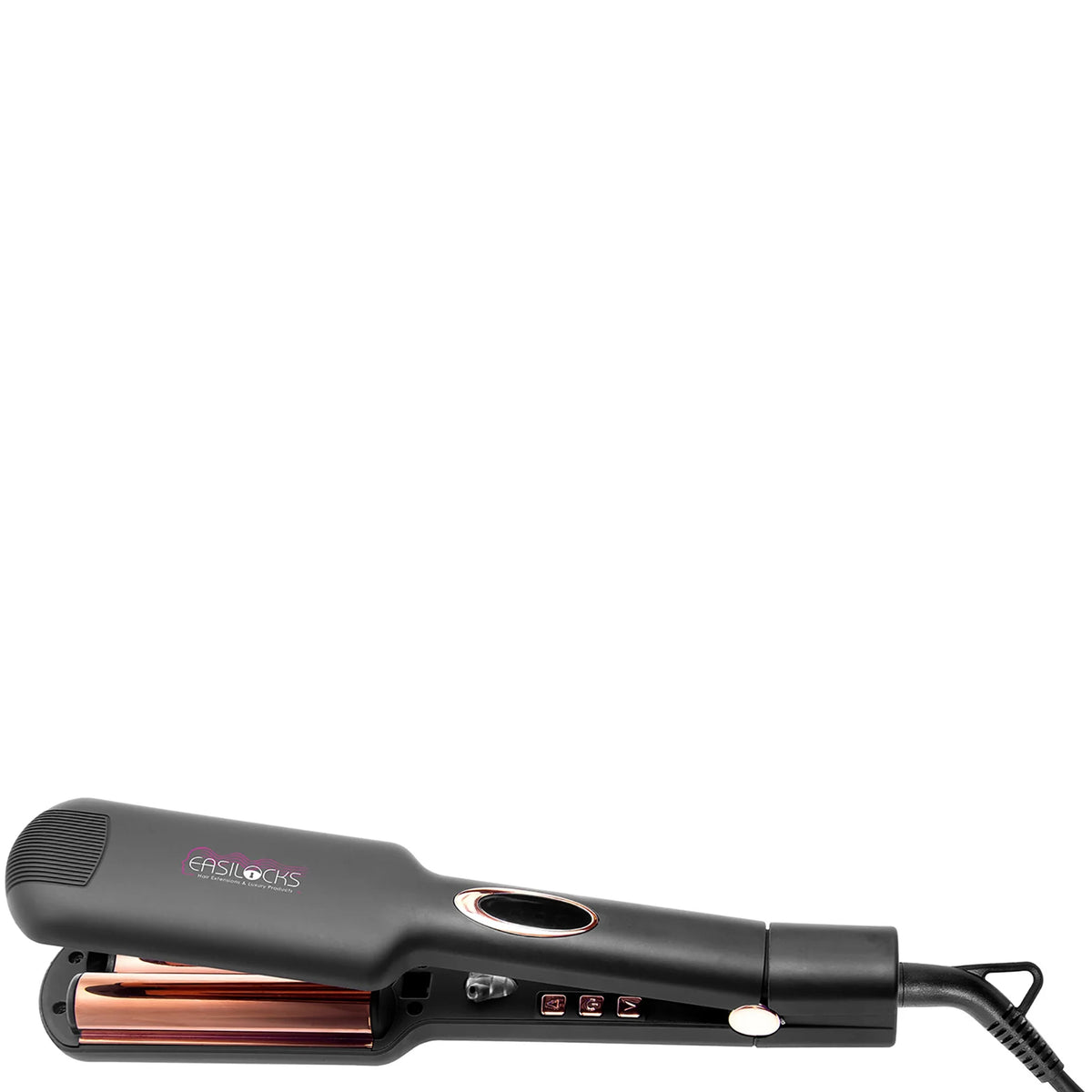 Easilocks The EasiWaver, black heat-styling wand with interlocking ceramic rollers and digital temperature display