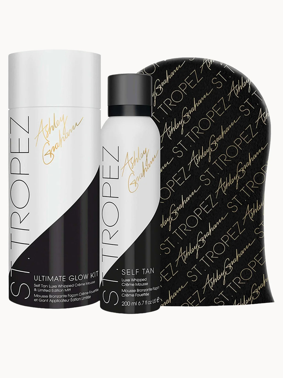 St. Tropez Tan x Ashley Graham Limited Edition Ultimate Glow Kit, self tan kit with mousse and applicator mitt