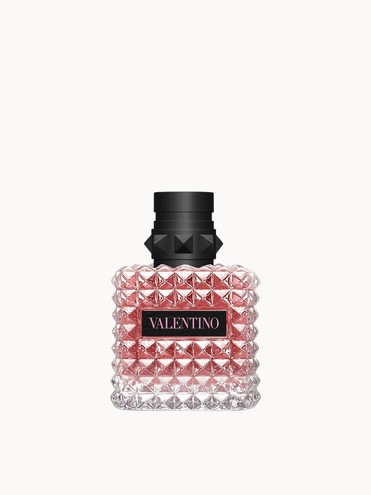 Valentino Born in Roma Donna Eau de Parfum 30ml, pyramidal pink and black studded bottle