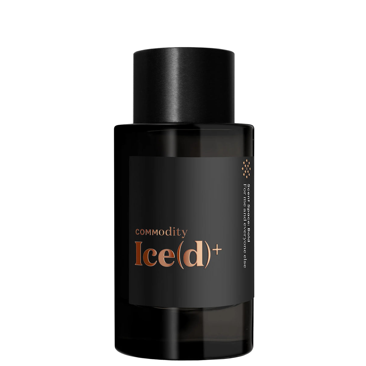 Commodity Ice(d)+ Bold 100ml, minimalist glass fragrance bottle with black cap