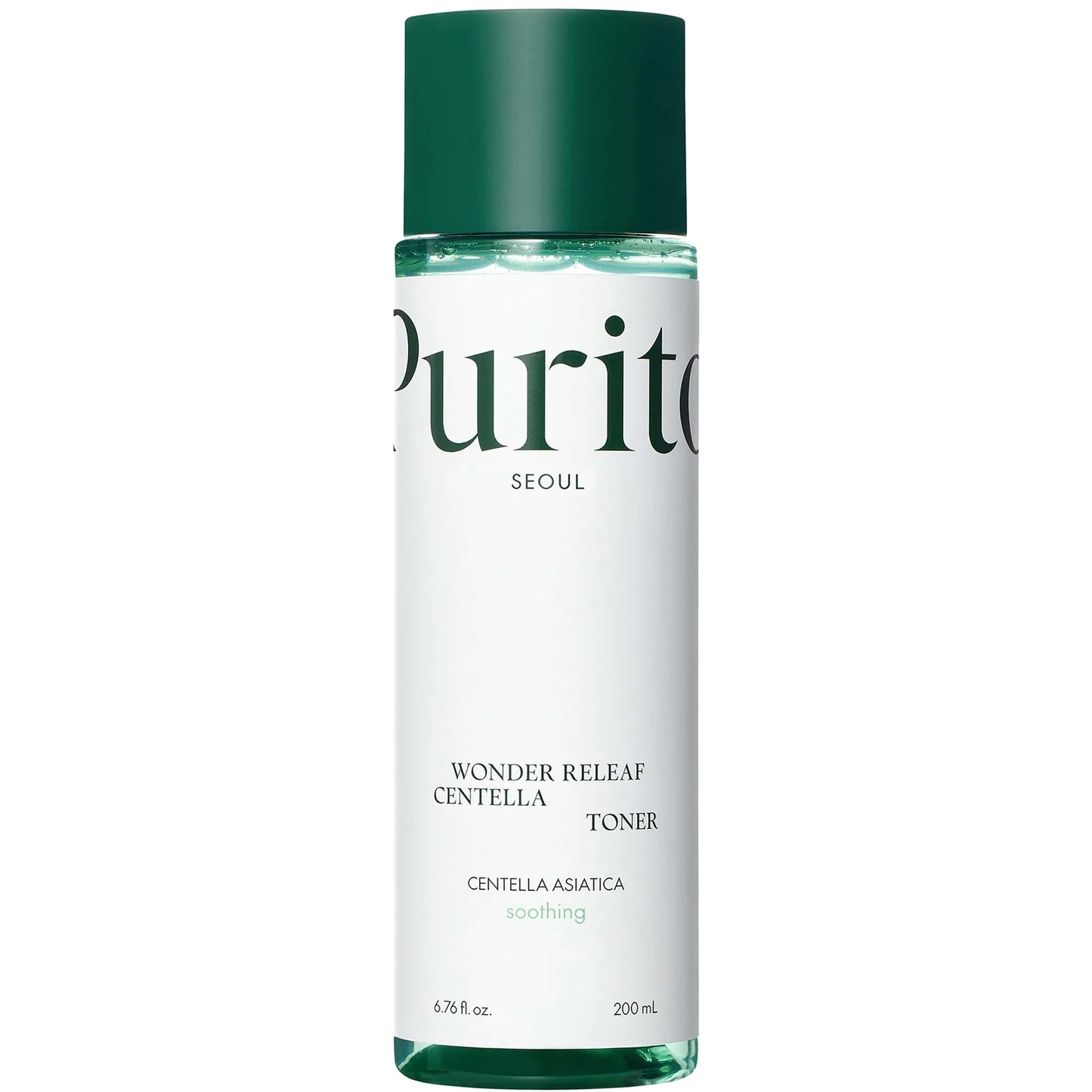 PURITO Wonder Releaf Centella Toner 200ml bottle with calming Centella asiatica hydrating toner