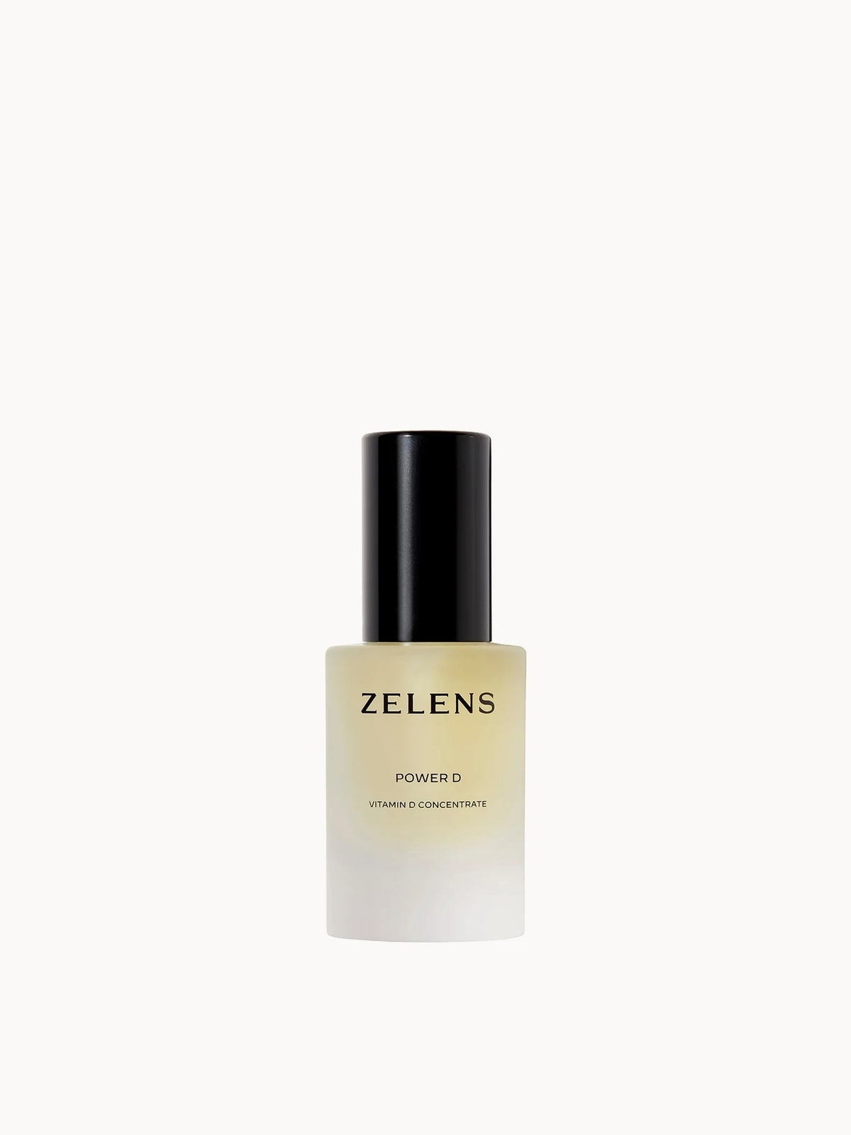Zelens Power D Fortifying and Restoring Serum 30ml, clear glass dropper bottle with black cap and Zelens minimalist logo
