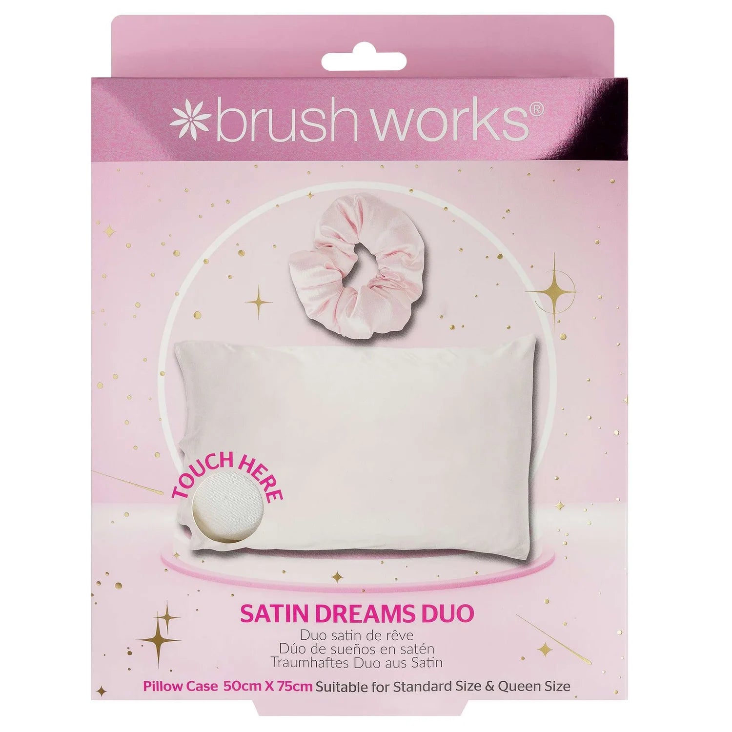 Festive Brushworks satin pillowcase and scrunchie duo gift set