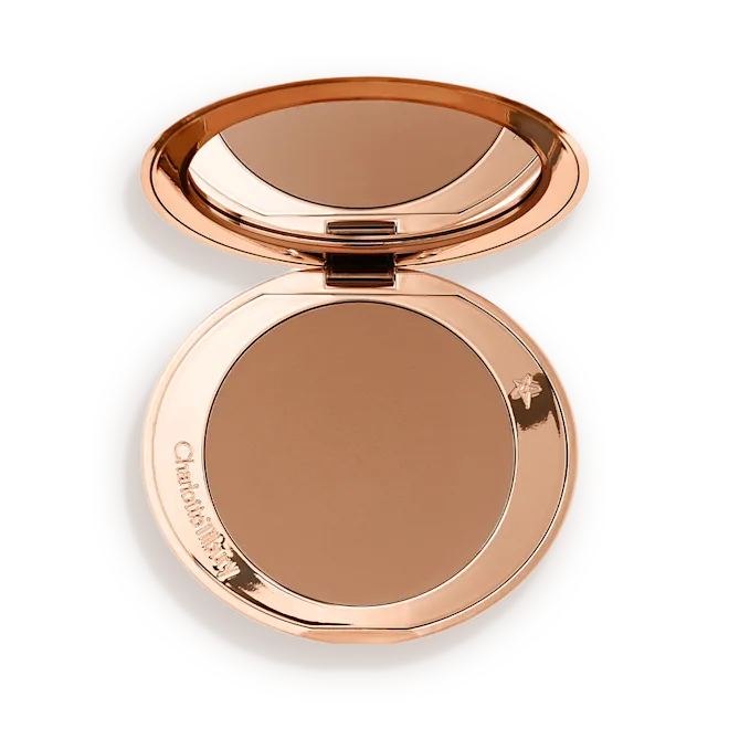 Charlotte Tilbury Airbrush Bronzer Medium 16g, rose-gold compact with mirror