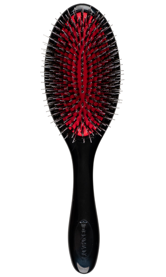 Denman D81M The Style & Shine Smoother, black paddle brush with boar bristle quills