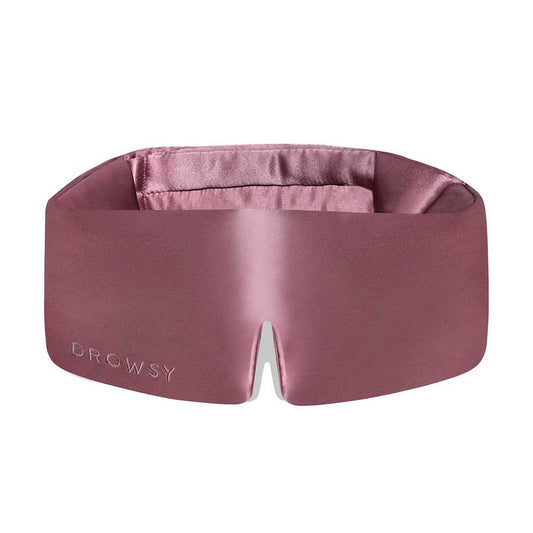 Drowsy sleep mask in Damask Rose pink satin material