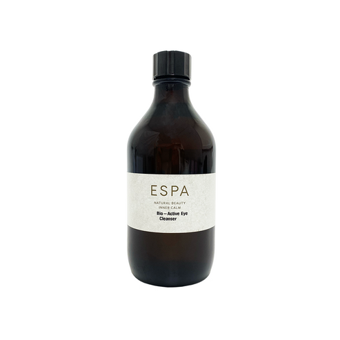 ESPA Bio-Active Eye Cleanser 500ml tall white pump bottle with muted green label detailing