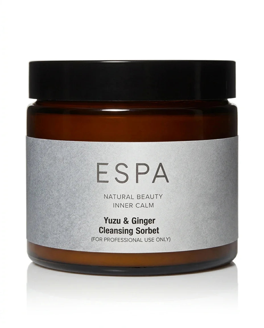 ESPA Yuzu Ginger 500ML, clear pump bottle with gold cap and ESPA minimalist label, pale yellow liquid