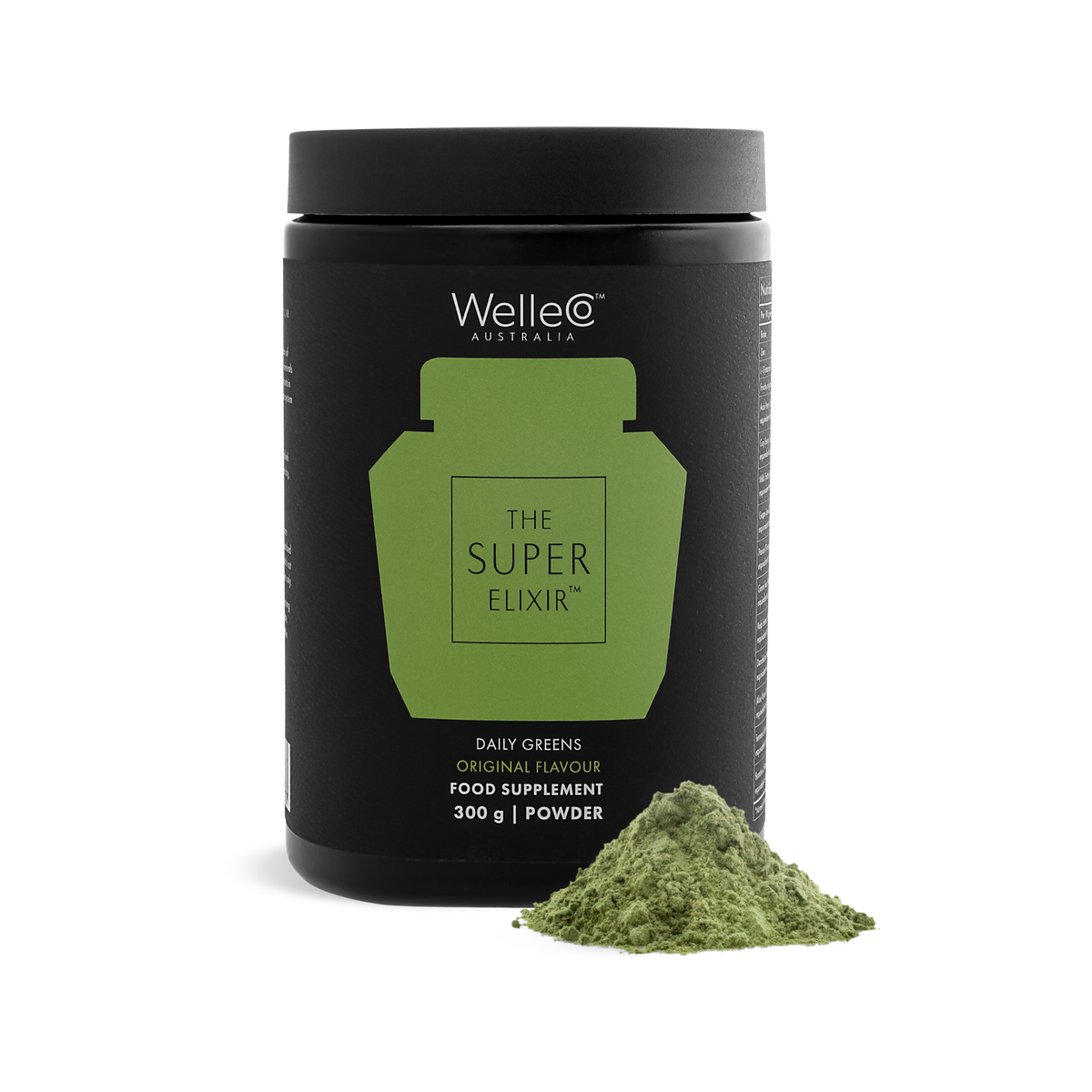 WelleCo THE SUPER ELIXIR Original Flavour 300g, white jar with gold lid